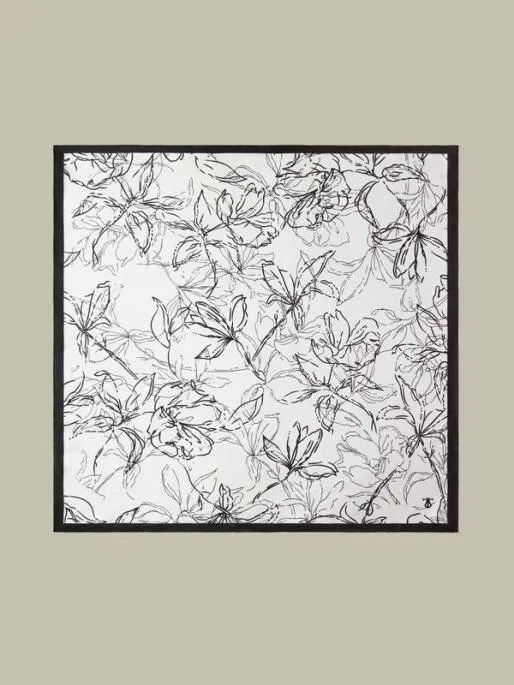 Lilysilk Silk Square Scarf With Black White Floral Print Affordable Luxury Women Wraps Scarves