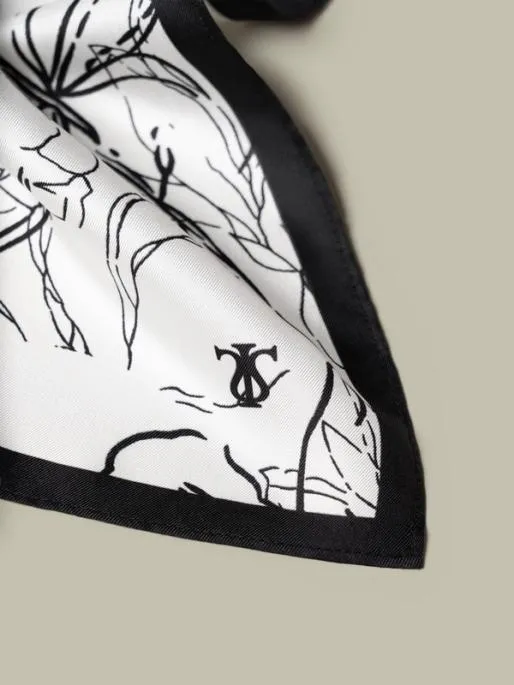 Lilysilk Silk Square Scarf With Black White Floral Print Affordable Luxury Women Wraps Scarves