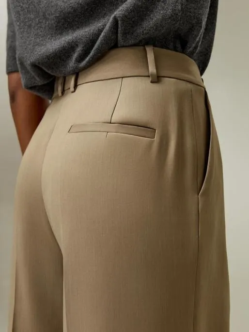 Lilysilk SilkWool Rolled Hem Flared Cropped Trousers Women Knitwear