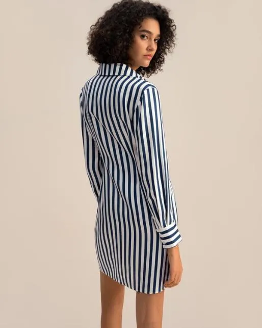 Lilysilk The Amalfi Stripe Wrap Silk Shirtdress Women Jumpsuits Dresses