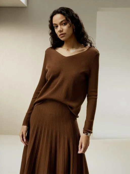 Lilysilk Vneck Ultrafine Merino Wool Sweater Women Knitwear