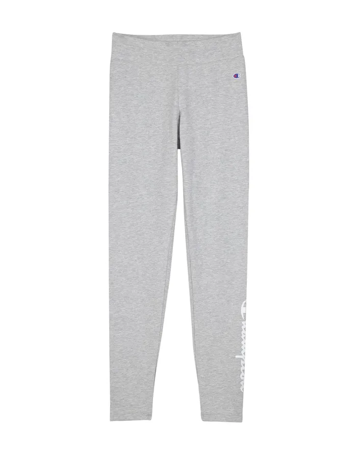Little Girls039 Authentic Leggings Script Logo 165034 Oxford Grey Heather Kids Champion Pants and Leggings