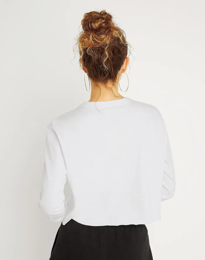 LongSleeve Crop Top C Logo White Women Champion TShirts and Tops