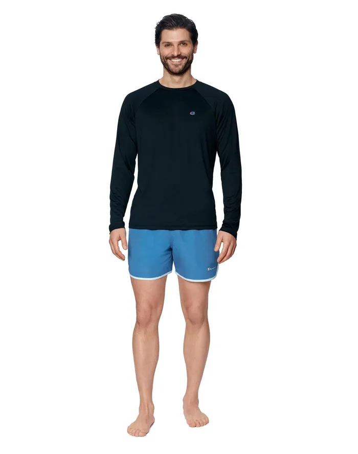 LongSleeve Sun Shirt C Patch Black Men Champion Swimwear