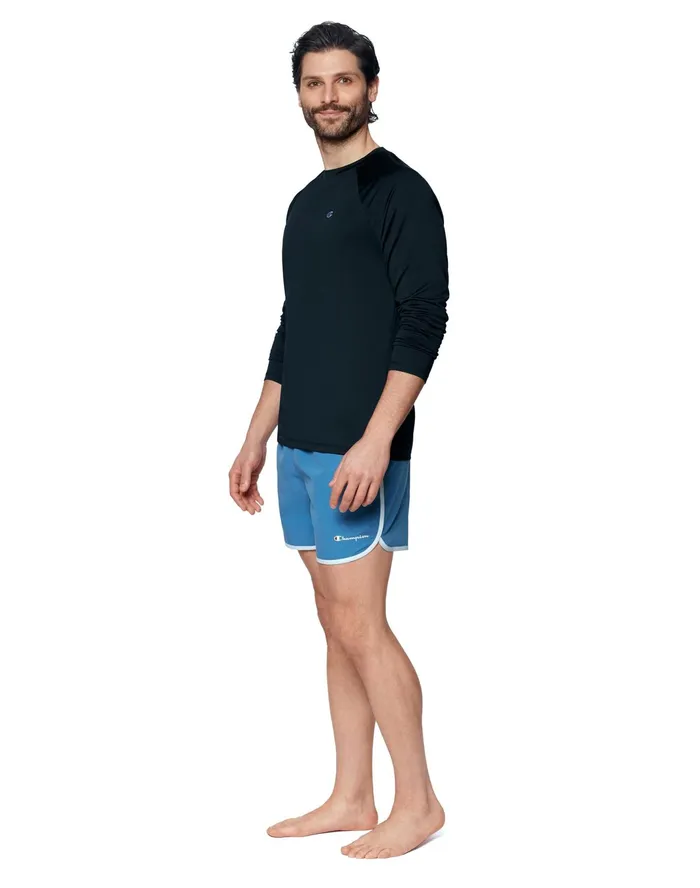 LongSleeve Sun Shirt C Patch Black Men Champion Swimwear