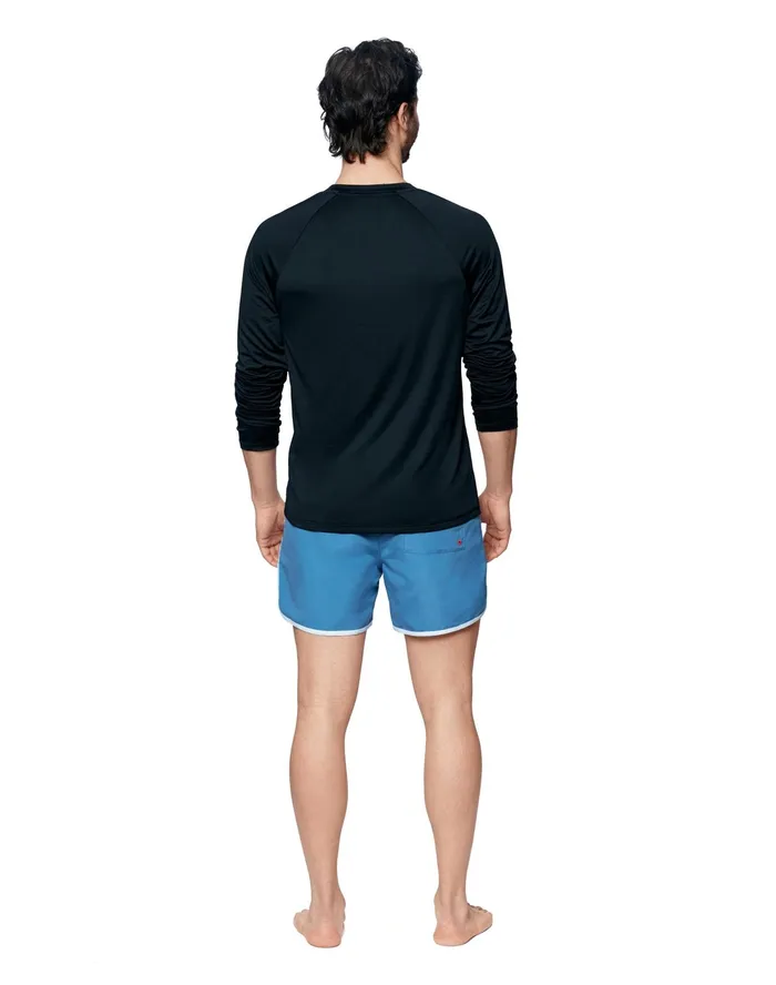 LongSleeve Sun Shirt C Patch Black Men Champion Swimwear