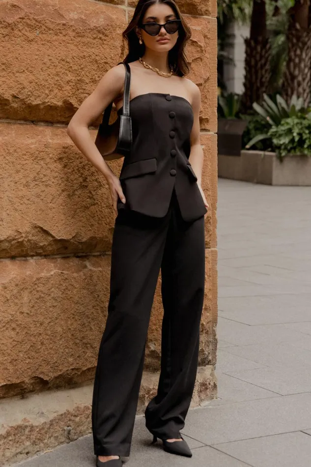 Lorcan Pants 8211 High Waisted Tailored Pants In Black Women Showpo Curve Clothes