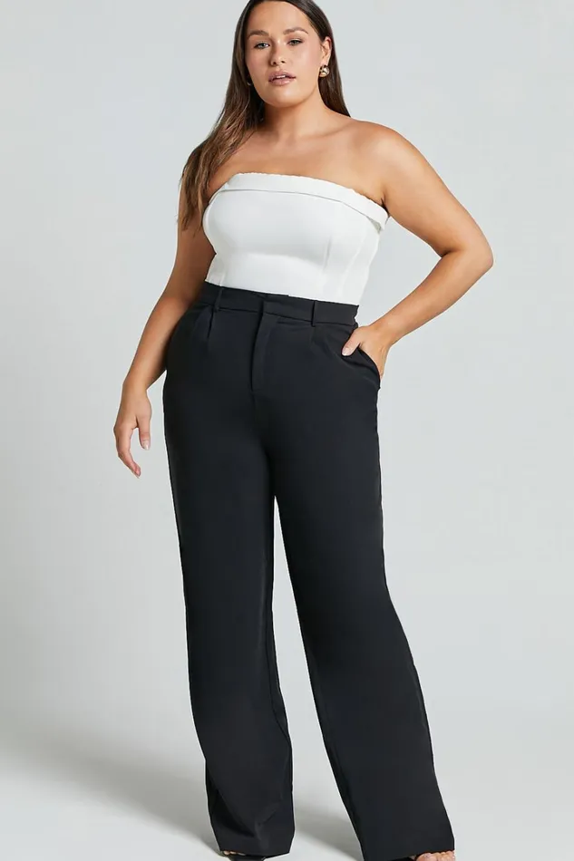 Lorcan Pants 8211 High Waisted Tailored Pants In Black Women Showpo Curve Clothes