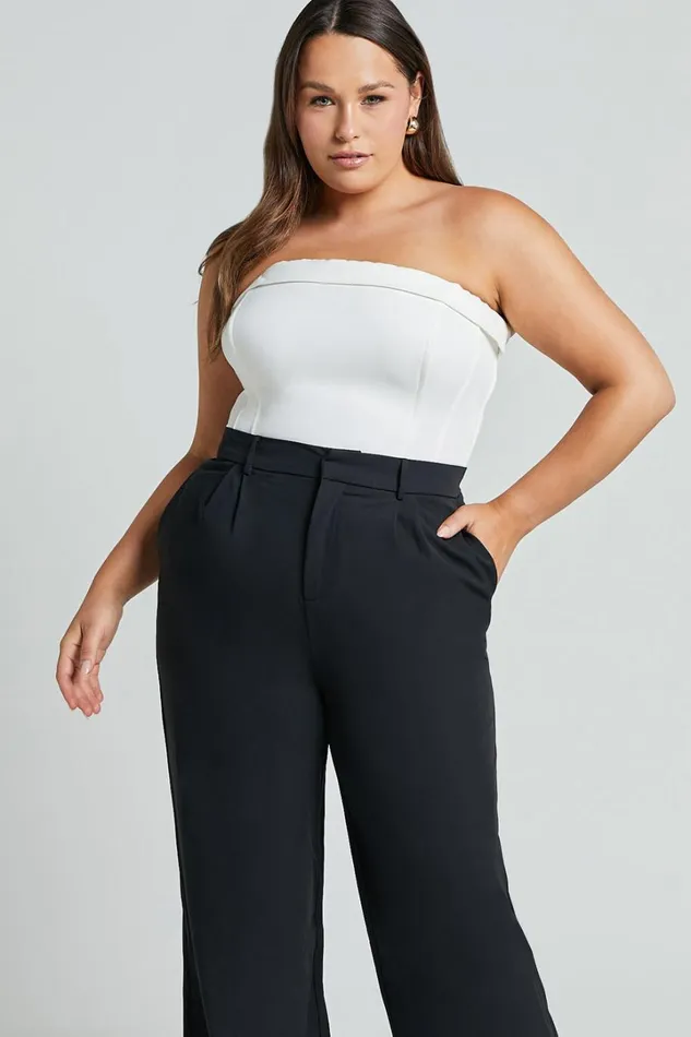 Lorcan Pants 8211 High Waisted Tailored Pants In Black Women Showpo Curve Clothes