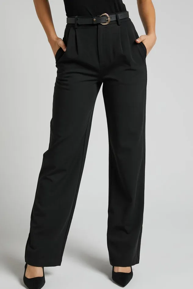 Lorcan Pants 8211 High Waisted Tailored Pants In Black Women Showpo Curve Clothes