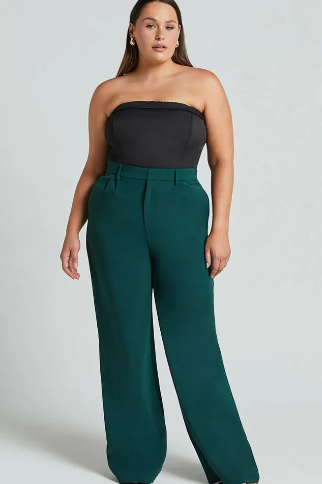 Lorcan Pants 8211 High Waisted Tailored Pants In Forest Green Women Showpo Modest Clothing