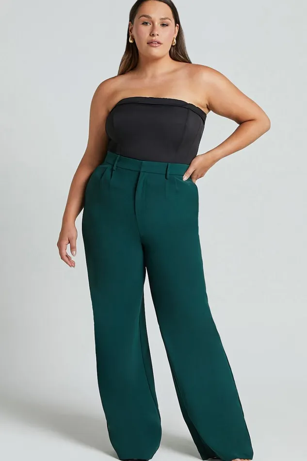 Lorcan Pants 8211 High Waisted Tailored Pants In Forest Green Women Showpo Modest Clothing