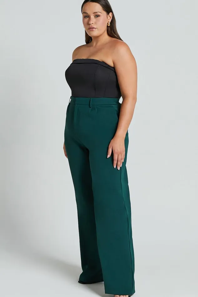 Lorcan Pants 8211 High Waisted Tailored Pants In Forest Green Women Showpo Modest Clothing