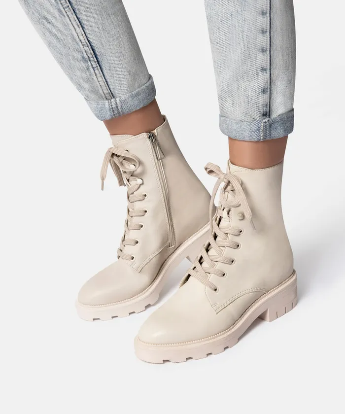Lottie Boots Ivory Leather Women Dolce Vita Boots and Booties