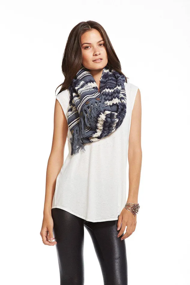 Loungewear Chaser Brand Womens BUTTON FRINGE SCARF