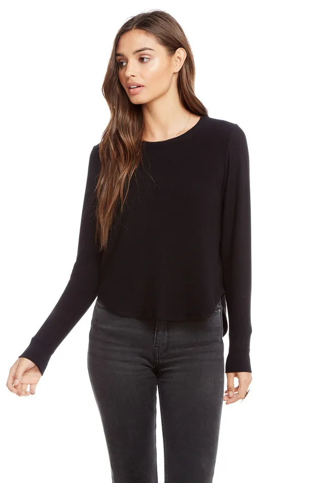 Loungewear Chaser Brand Womens Cozy Knit Long Sleeve Hi Lo Shirttail Semi Cropped Pullover Loungewear Chaser Brand Womens Cozy Knit Long Sleeve Hi Lo Shirttail Semi Cropped Pullover