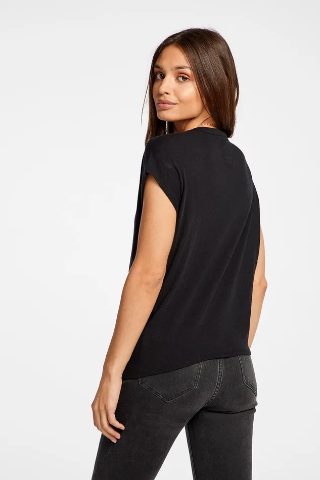 Loungewear Womens Gauzy Cotton Drawstring Cap Sleeve Lo Hi Tee Chaser Brand