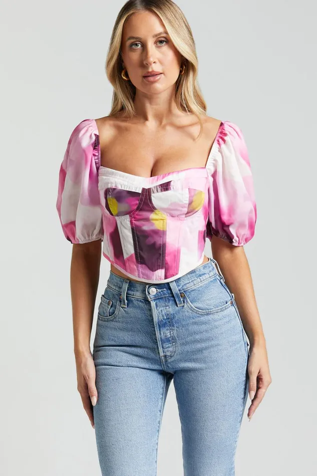 Lucienna Top 8211 Sweetheart Blouson Puff Sleeve Corset In Zinnia Bloom Women Showpo Tops Lucienna Top 8211 Sweetheart Blouson Puff Sleeve Corset In Zinnia Bloom Women Showpo Tops