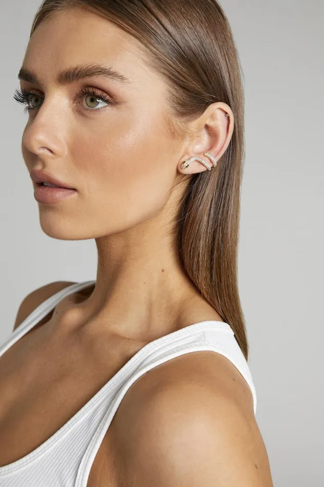 Lulah Diamante Snake Single Stud Earring In Gold Women Showpo Earrings