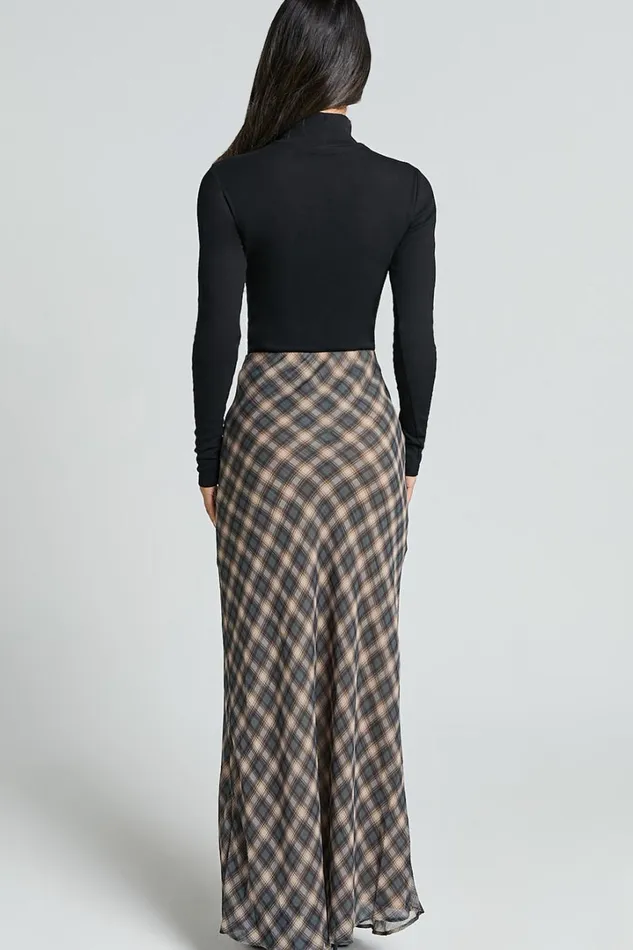 Mandy Maxi Skirt 8211 High Waist Slip Skirt In Multi Check Women Showpo Skirts