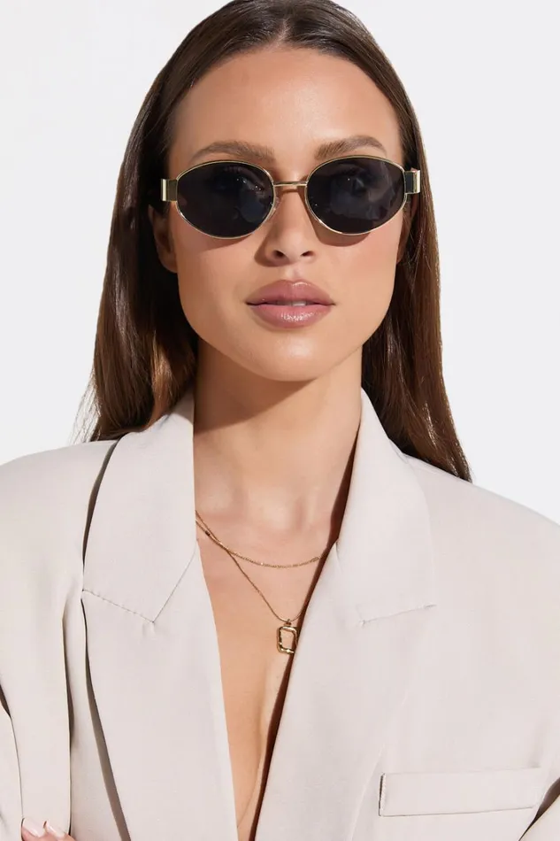 Marcia Sunglasses 8211 Oval Shape Sunglasses In Gold Women Showpo Sunglasses