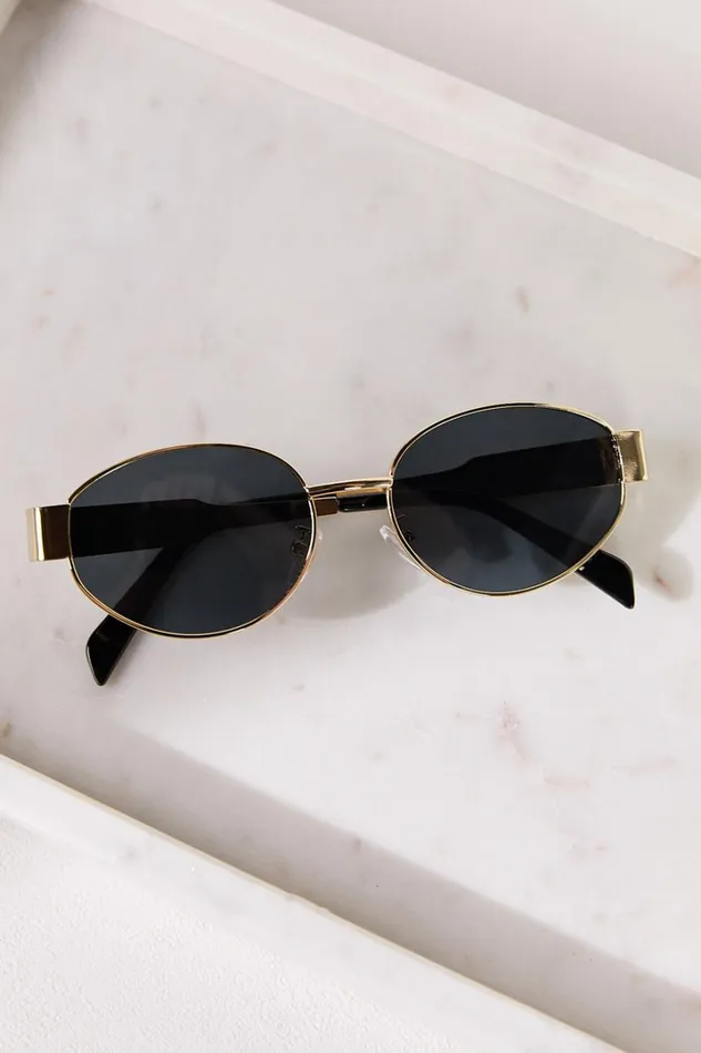 Marcia Sunglasses 8211 Oval Shape Sunglasses In Gold Women Showpo Sunglasses