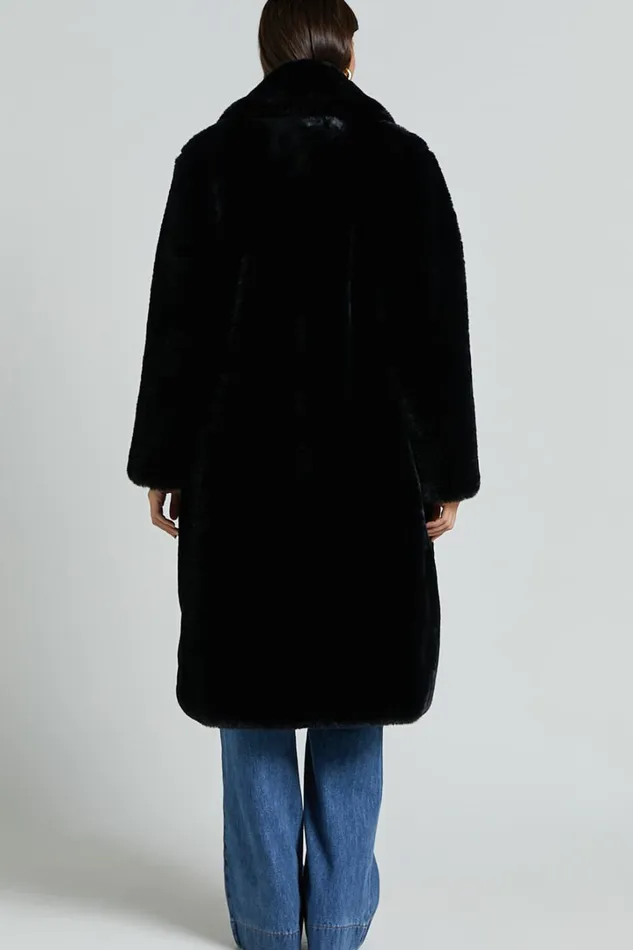 Maxwell Coat 8211 Long Line Faux Fur Coat In Black Women Showpo Jackets and Coats