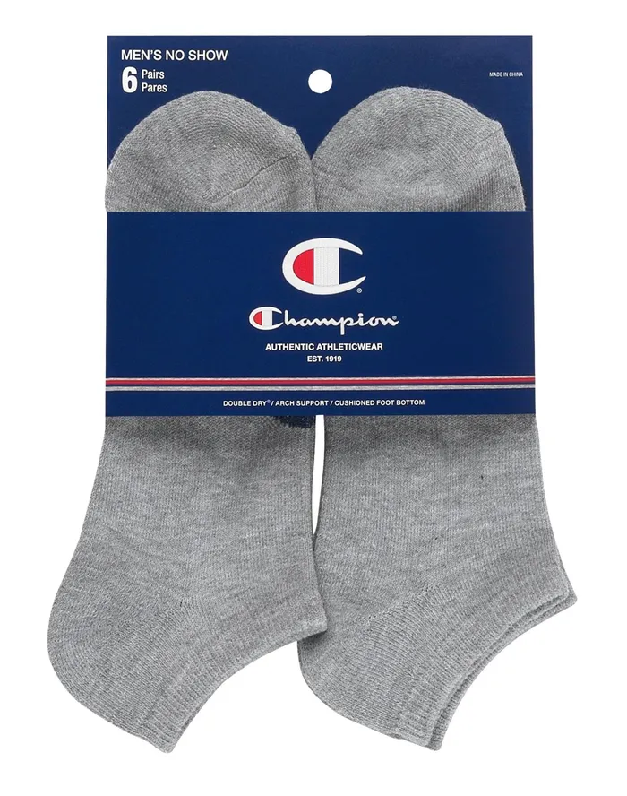 Men039S NoShow Socks 6Pairs Heather Grey Men Champion Socks