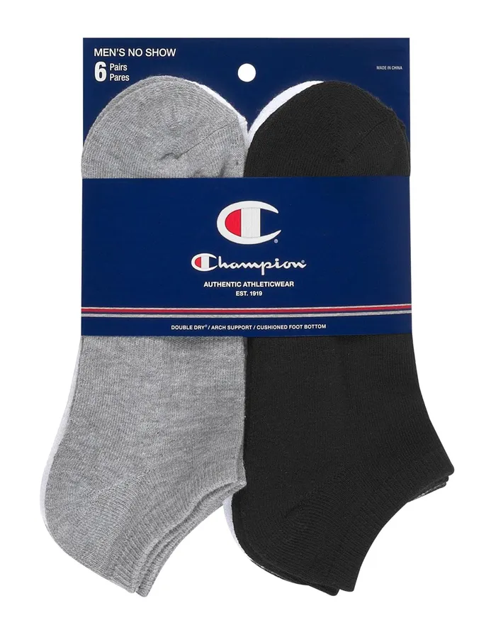 Men039S NoShow Socks 6Pairs Heather Grey Men Champion Socks