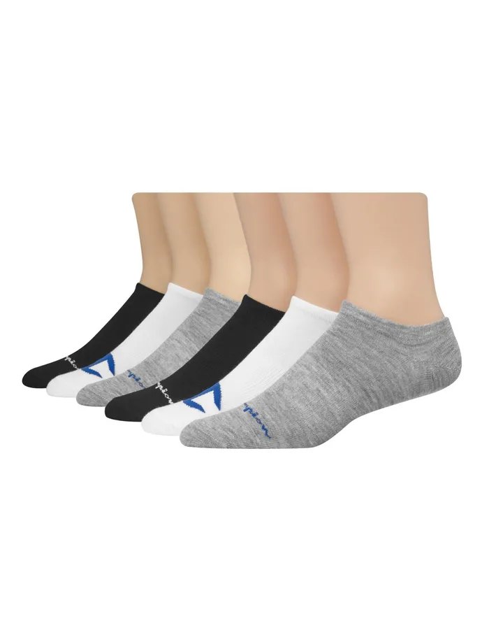 Men039S Super NoShow Socks Multi Logo 6Pairs Greywhiteblack Men Champion Socks