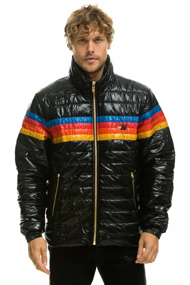 Men 4 STRIPE TRAVELER JACKET 8211 GLOSSY BLACK Aviator Nation Outerwear