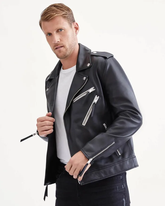 Men 7 For All Mankind Jackets 038 Coats Signature Biker Jacket In Black