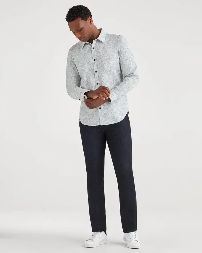Men 7 For All Mankind Shirts Poplin Roadster Long Sleeve Shirt In White Micro Floral