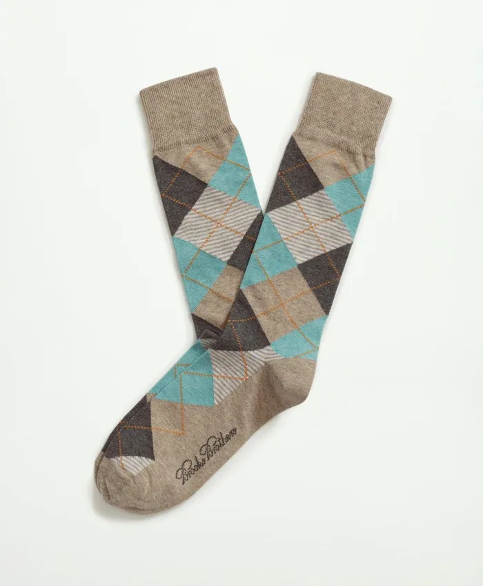 Men Argyle Crew Socks Beige Multi Brooks Brothers Sock