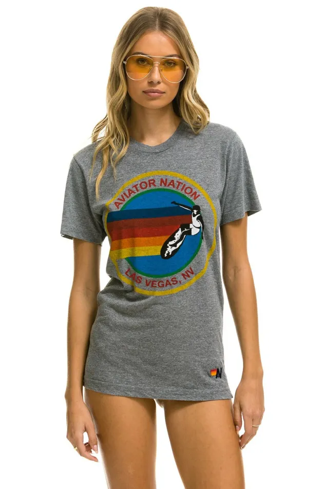 Men AVIATOR NATION LAS VEGAS TEE 8211 HEATHER GREY Aviator Nation Tees