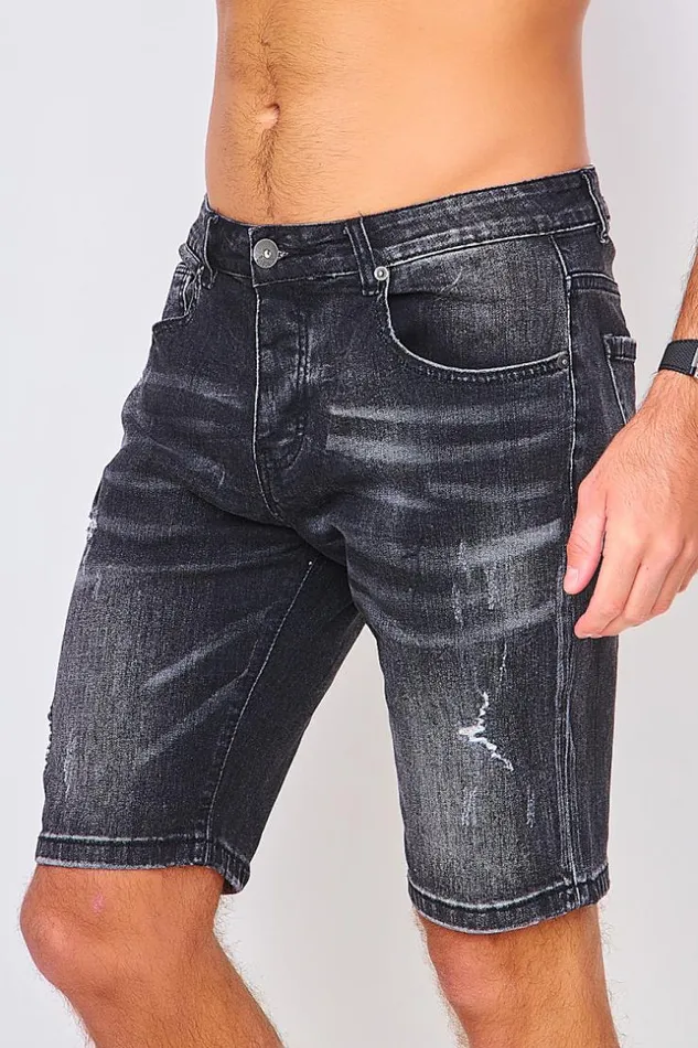 Men Bermuda Noir En Jeans Dlav Black Brentiny Paris Shorts