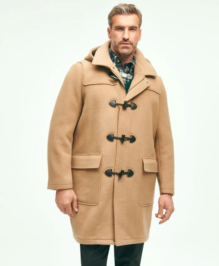 Men Big and Tall Classic Wool Duffle Coat Beige Brooks Brothers Coats and Jackets