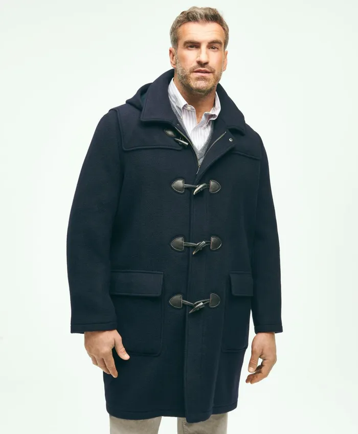 Men Big and Tall Classic Wool Duffle Coat Navy Brooks Brothers Coats and Jackets