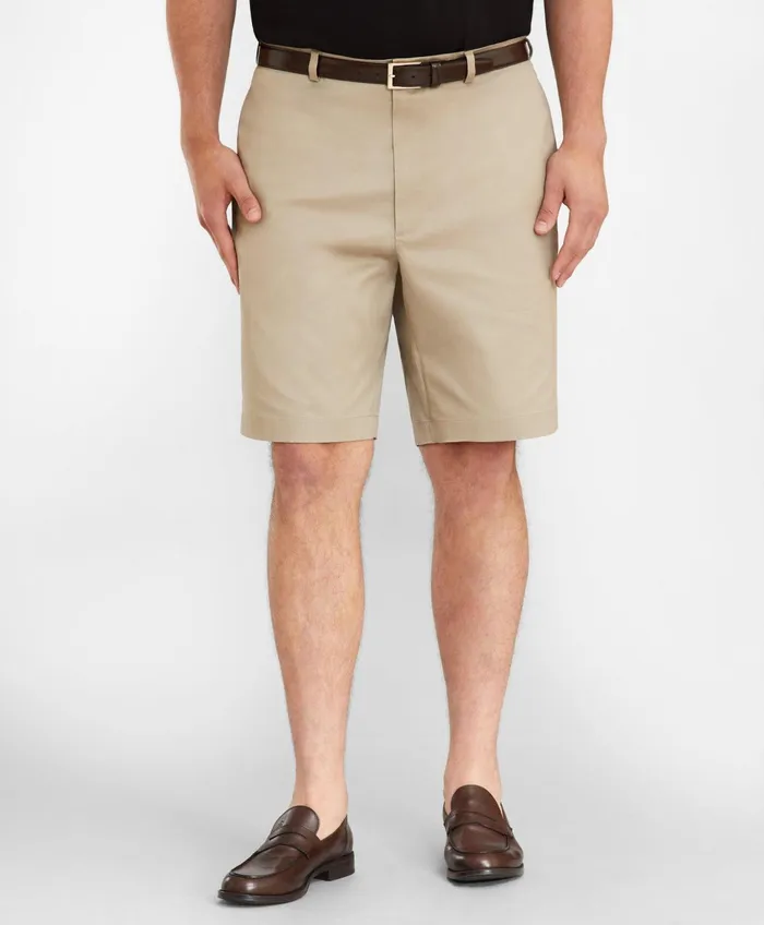 Men Big and Tall Flat Front Stretch Advantage Chino Shorts Khaki Brooks Brothers Shorts and Swimwear