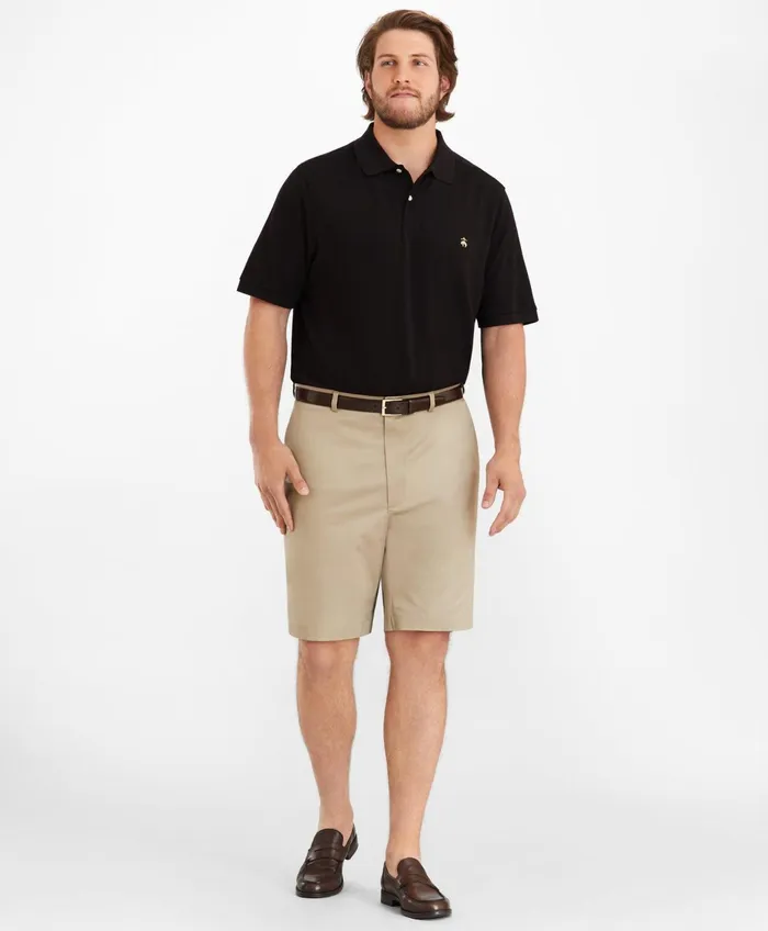 Men Big and Tall Flat Front Stretch Advantage Chino Shorts Khaki Brooks Brothers Shorts and Swimwear