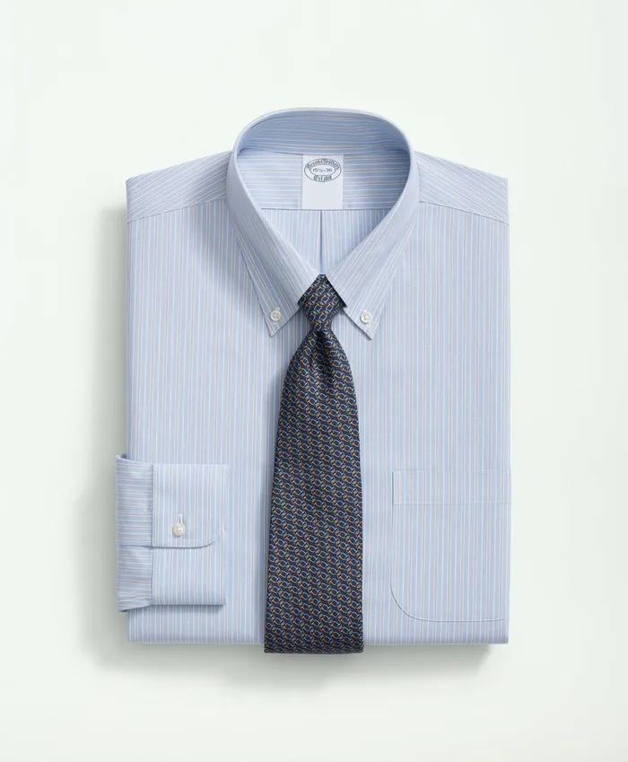 Men Big and Tall Stretch Supima Cotton NonIron Poplin Polo ButtonDown Collar Striped Dress Shirt Light Blue Brooks Brothers Dress Shirts Men Big and Tall Stretch Supima Cotton NonIron Poplin Polo ButtonDown Collar Striped Dress Shirt Light Blue Brooks Brothers Dress Shirts