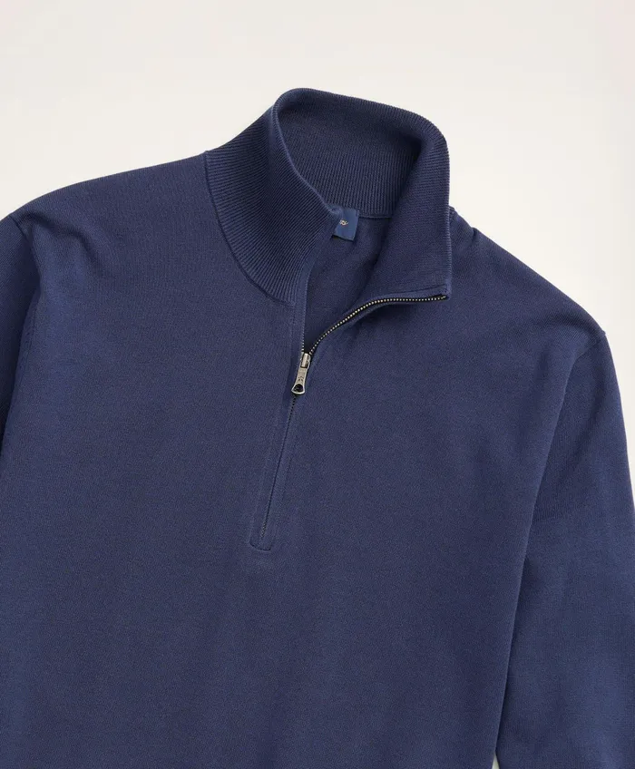 Men Big and Tall Supima Cotton HalfZip Sweater Navy Brooks Brothers Sweaters