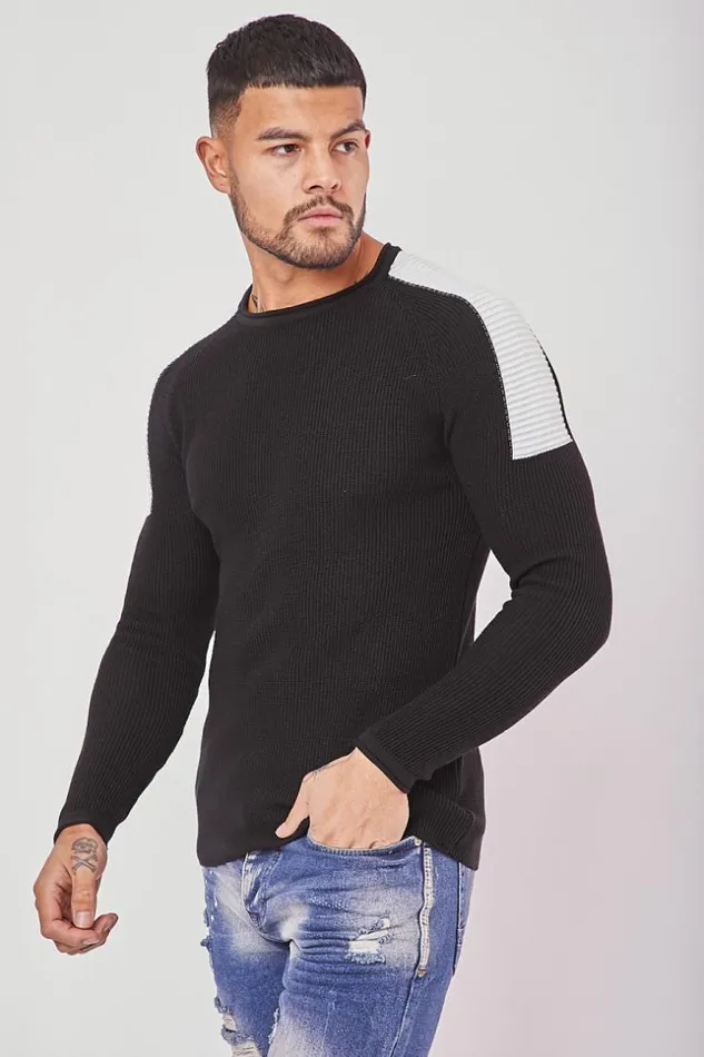 Men Black White Fine Sweatter Brentiny Paris Sweatshirts and Pullovers