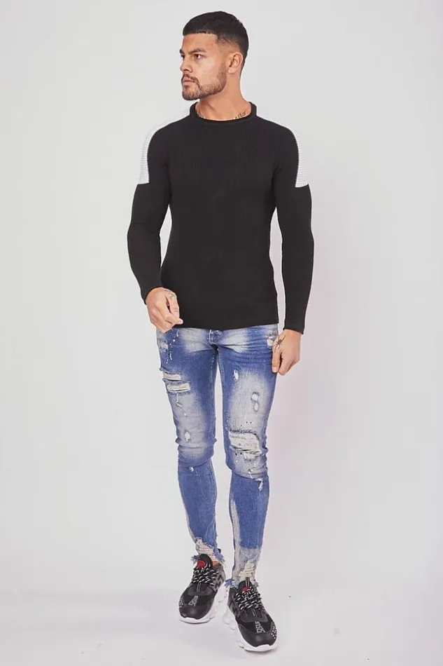 Men Black White Fine Sweatter Brentiny Paris Sweatshirts and Pullovers Men Black White Fine Sweatter Brentiny Paris Sweatshirts and Pullovers
