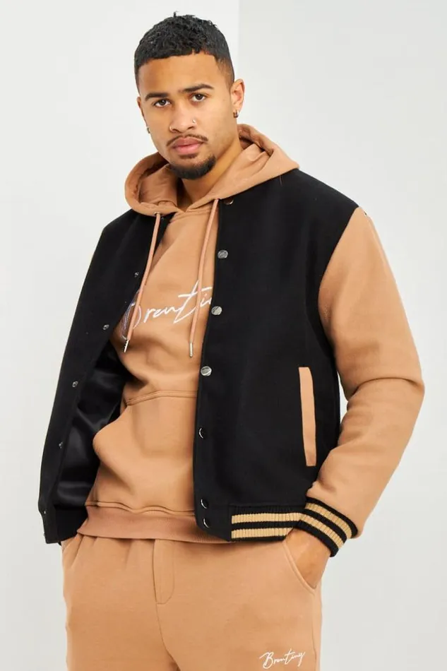 Men Bomber Bicolore Noir Et Camel Black Brentiny Paris Jackets