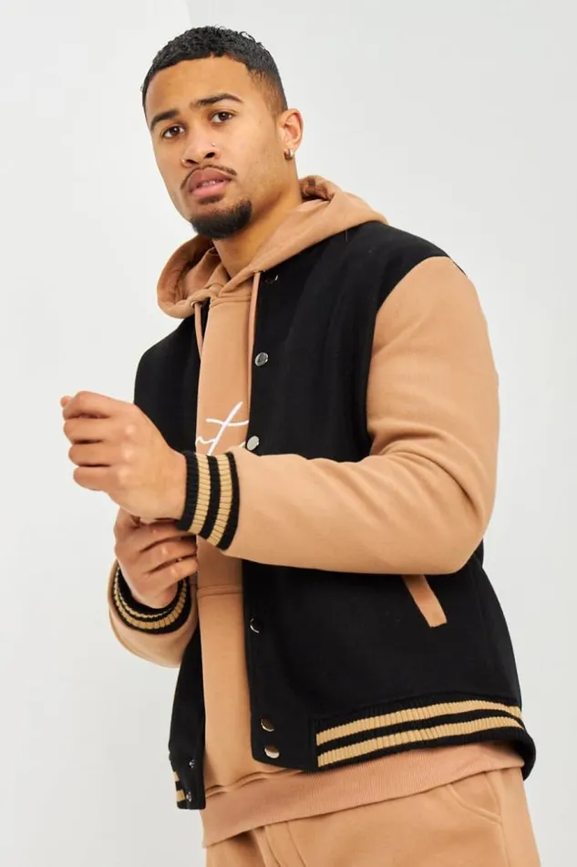 Men Bomber Bicolore Noir Et Camel Black Brentiny Paris Jackets