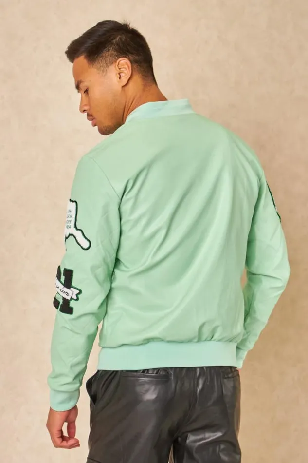 Men Bomber En Simili Cuir Vert Clair Brode 034Ny034 Vertclair Brentiny Paris Jackets Men Bomber En Simili Cuir Vert Clair Brode 034Ny034 Vertclair Brentiny Paris Jackets