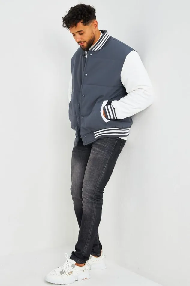 Men Bomber pais Gris Manches Longues Blanches Grey Brentiny Paris Jackets