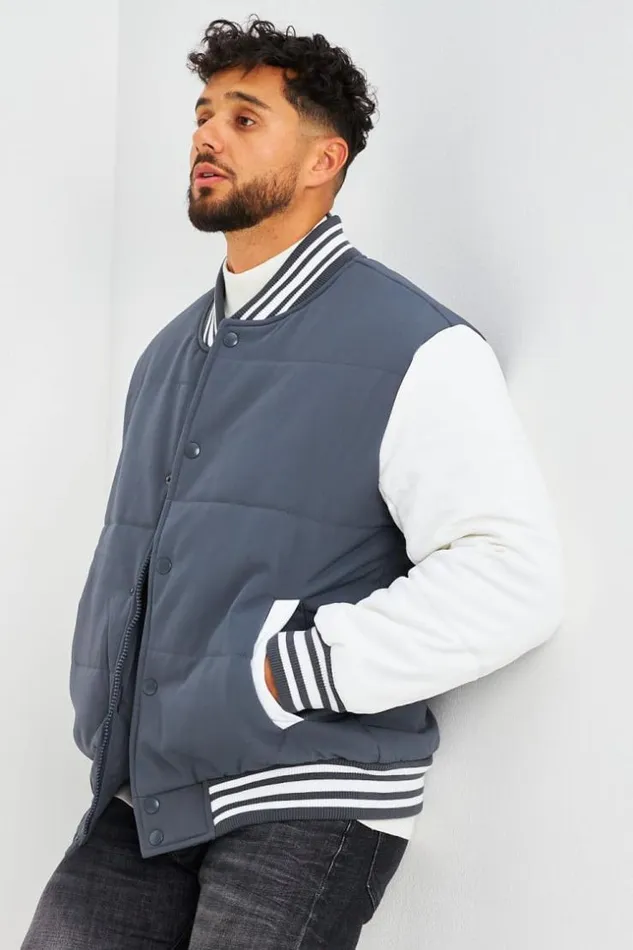 Men Bomber pais Gris Manches Longues Blanches Grey Brentiny Paris Jackets
