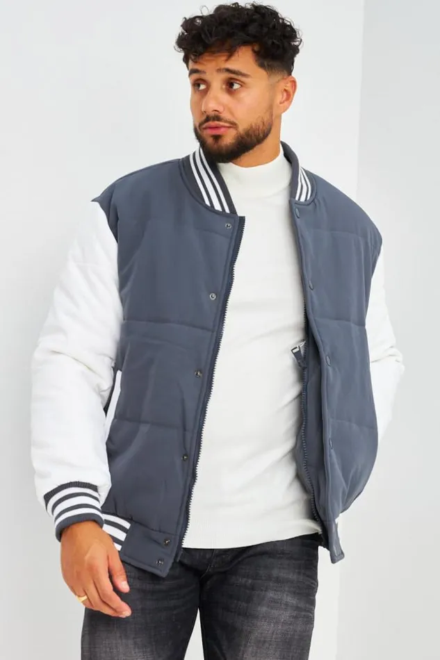 Men Bomber pais Gris Manches Longues Blanches Grey Brentiny Paris Jackets
